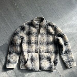 The Children’s Place Sherpa Fleece Zip Jacket – Plaid – Cozy & Warm, Size M, 7/8